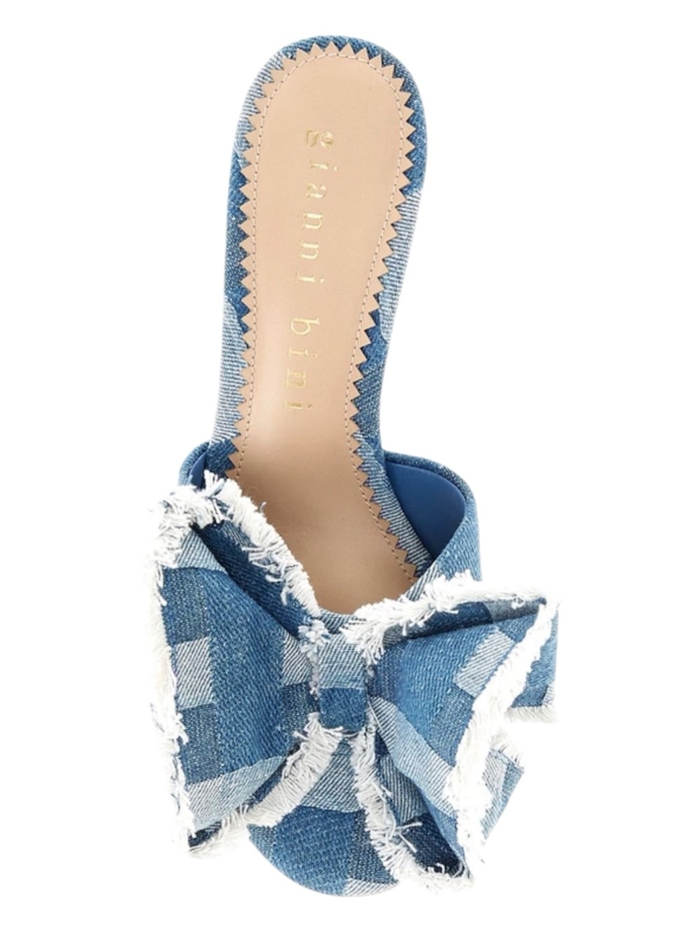 Gianni Bini Wendell Patchwork Denim Bow Dress Slide Sandals NWOB Size 7.5